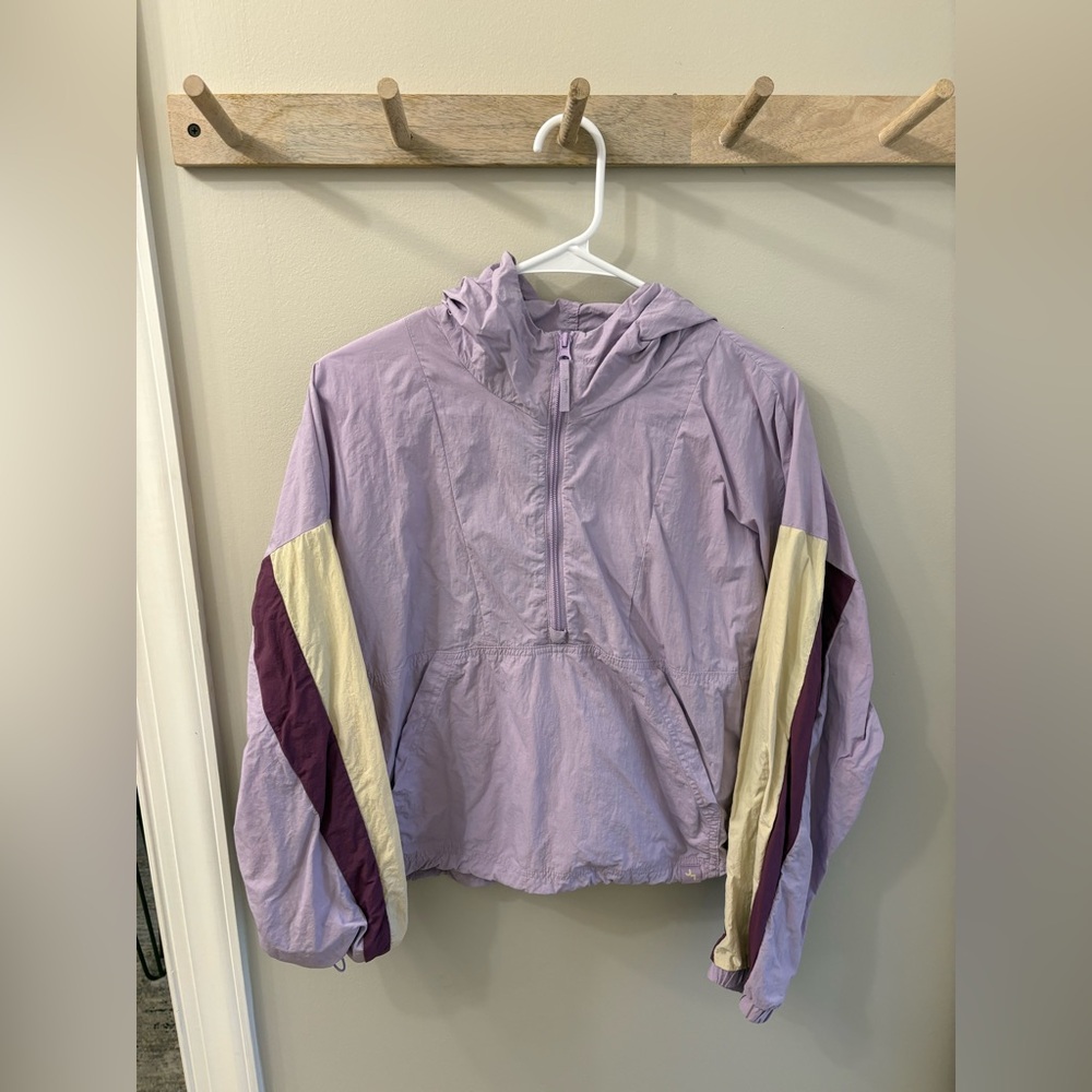 JoyLab Lavender Hooded Anorak with Cream Accent